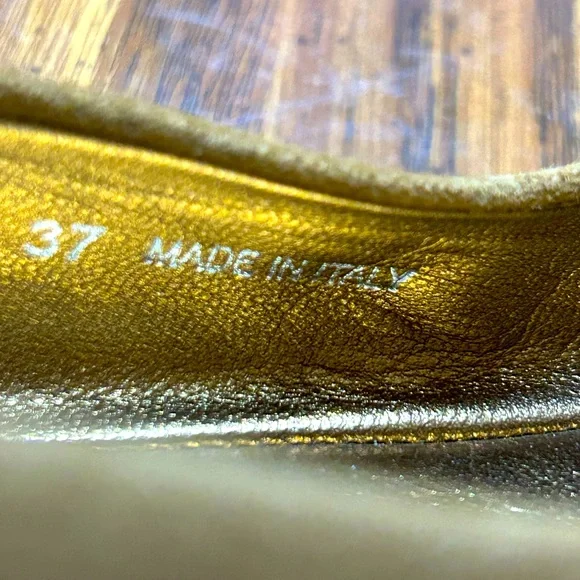 Jimmy Choo camel suede and glittery toe’s women’s size 37 to us 6 1/2 - Picture 3 of 6